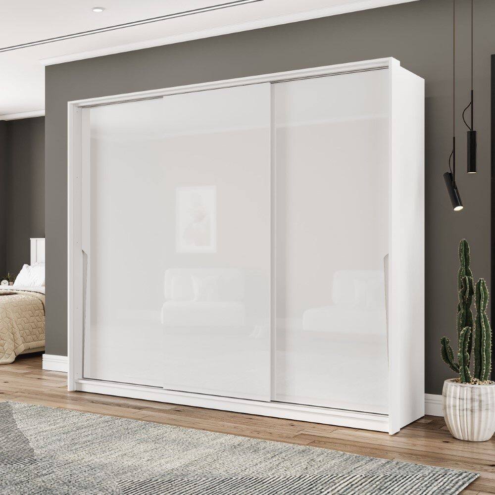 Guarda Roupa Roupeiro 3 Portas de Correr 4 Gavetas Porto Branco Politorno Móveis