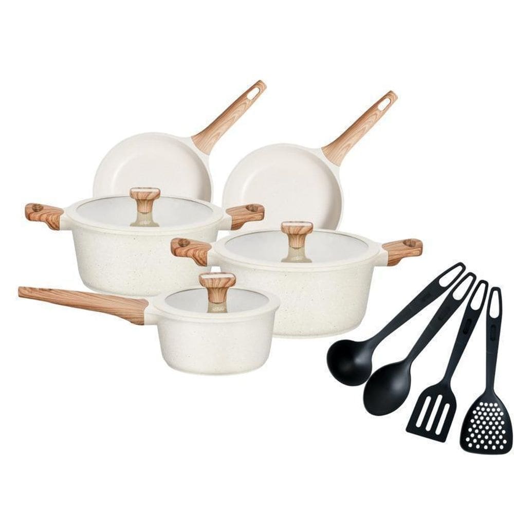 Connunto De Panelas Ceramico Mta Titanium + Talheres