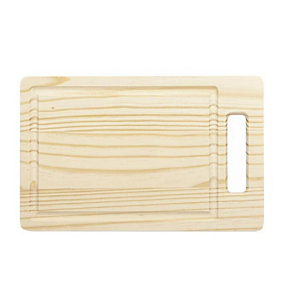 Tábua De Carne Corte Retangular Com Pegador Madeira Pinus