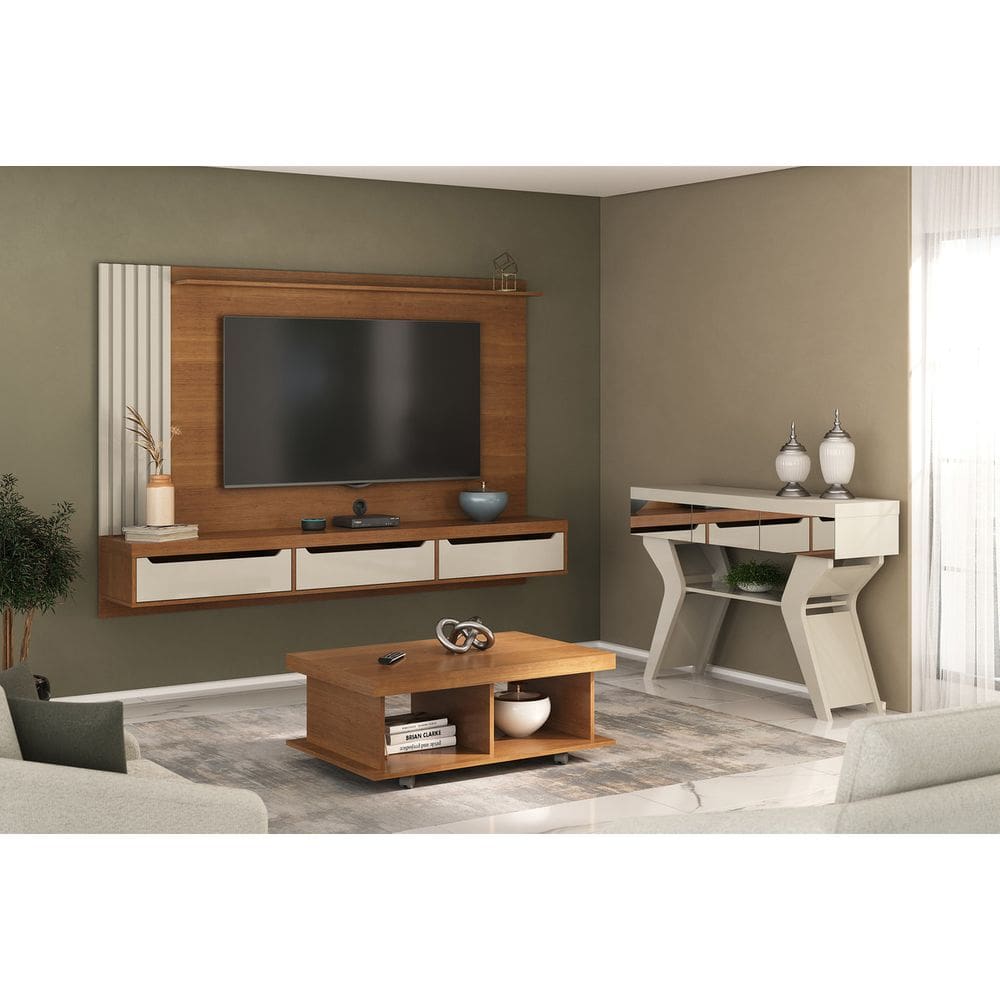 Conjunto Sala de Estar: Aparador + Painel + Cristaleira