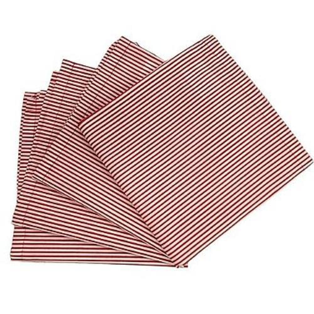 Kit 4 Guardanapos Tecido Algodão Listrado Vermelho 39Cmx39Cm