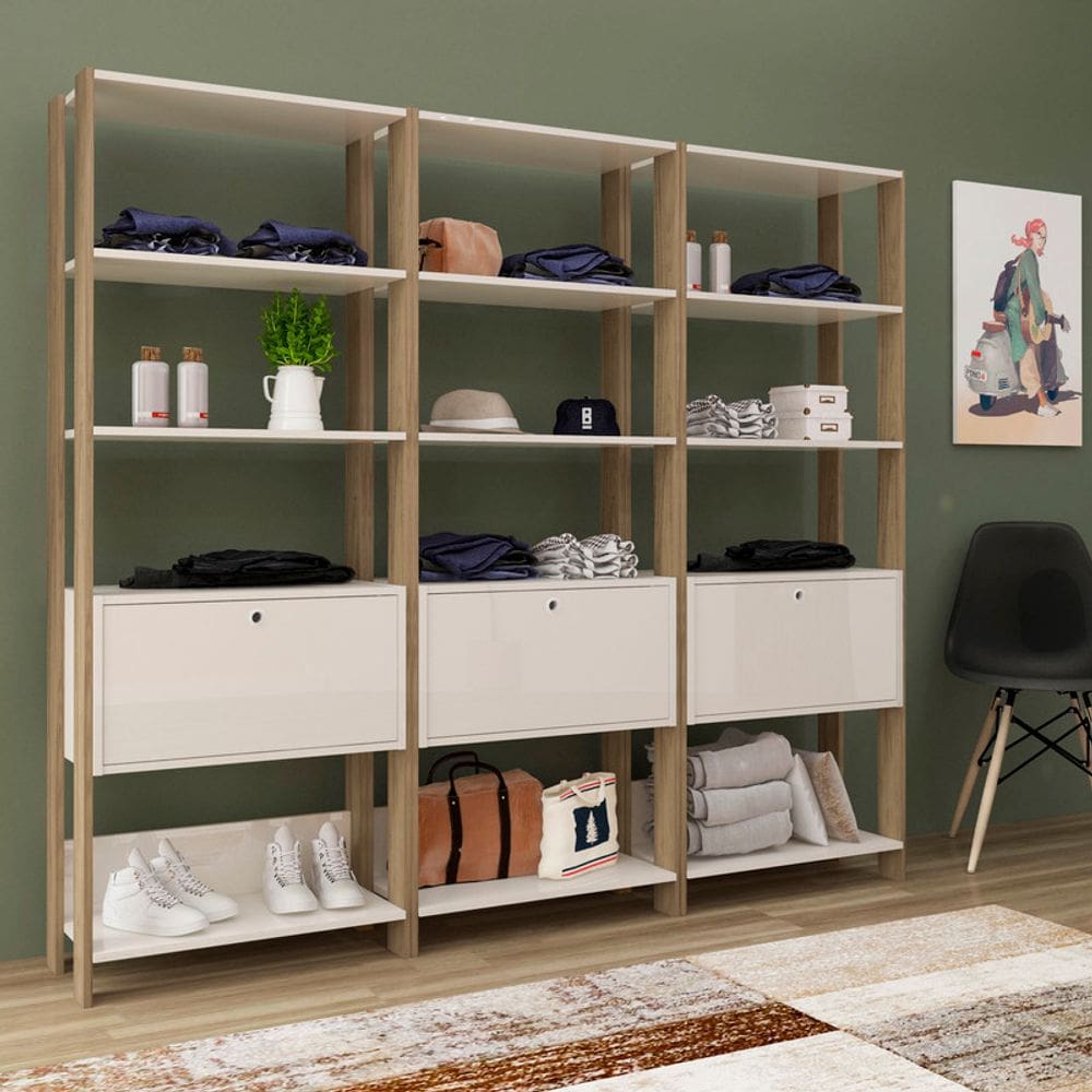 Conjunto Sala de Estar: 3 Estantes Match 4234