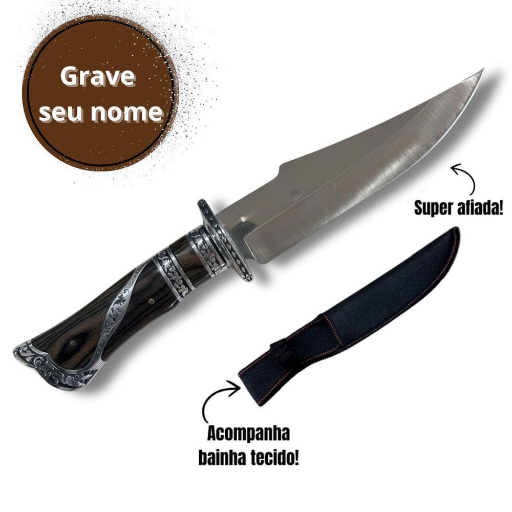 Faca Personalizada Para Caça E Churrasco Com Bainha
