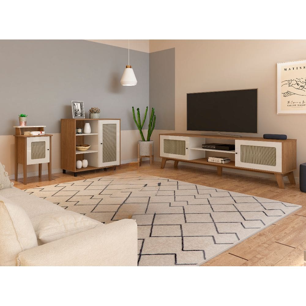 Conjunto Sala Charlotte: Rack 4675 + Buffet 4676 + Mesa 4677