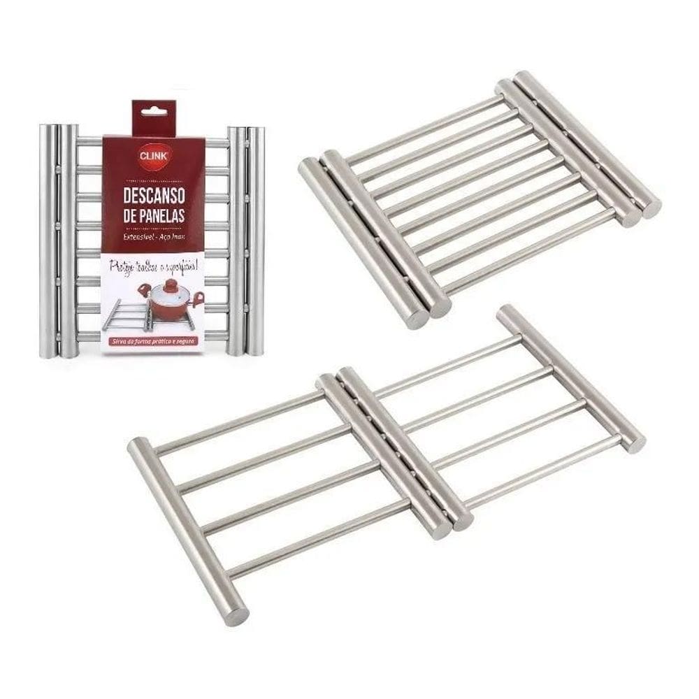 2X Descanso Apoio De Panela Prato Aço Inox Retrátil Extensív