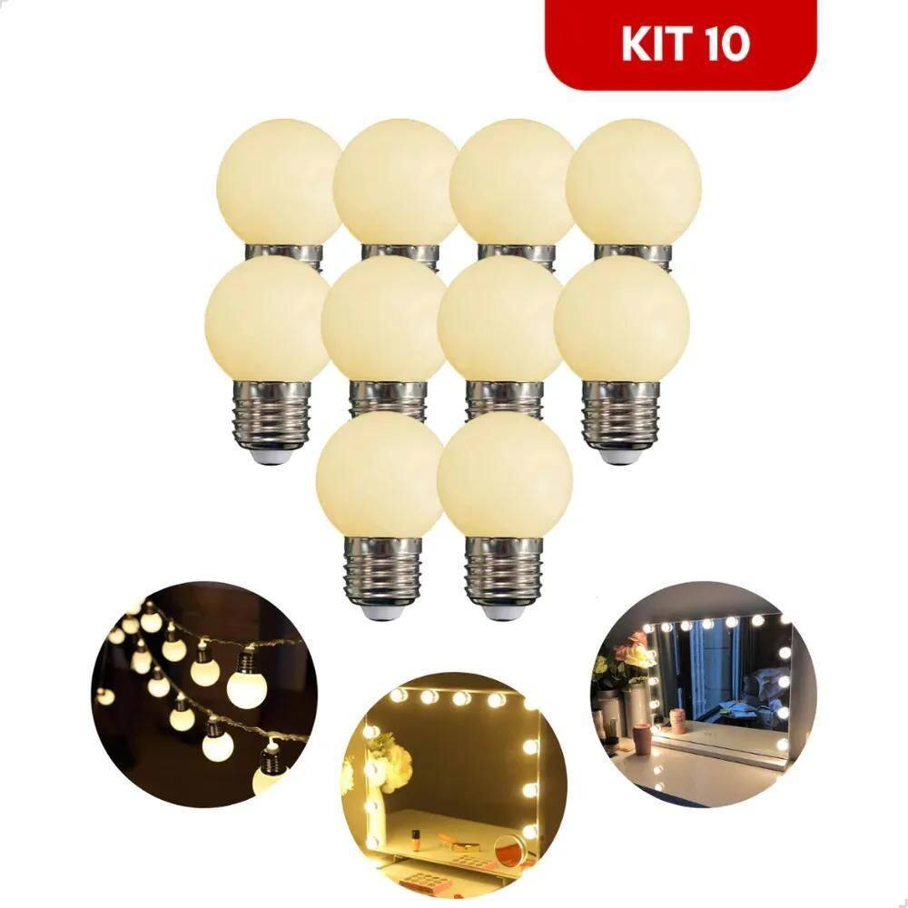 10X Kit 10 Lâmpadas Led Bolinha 3W Camarim Varal Decorativa