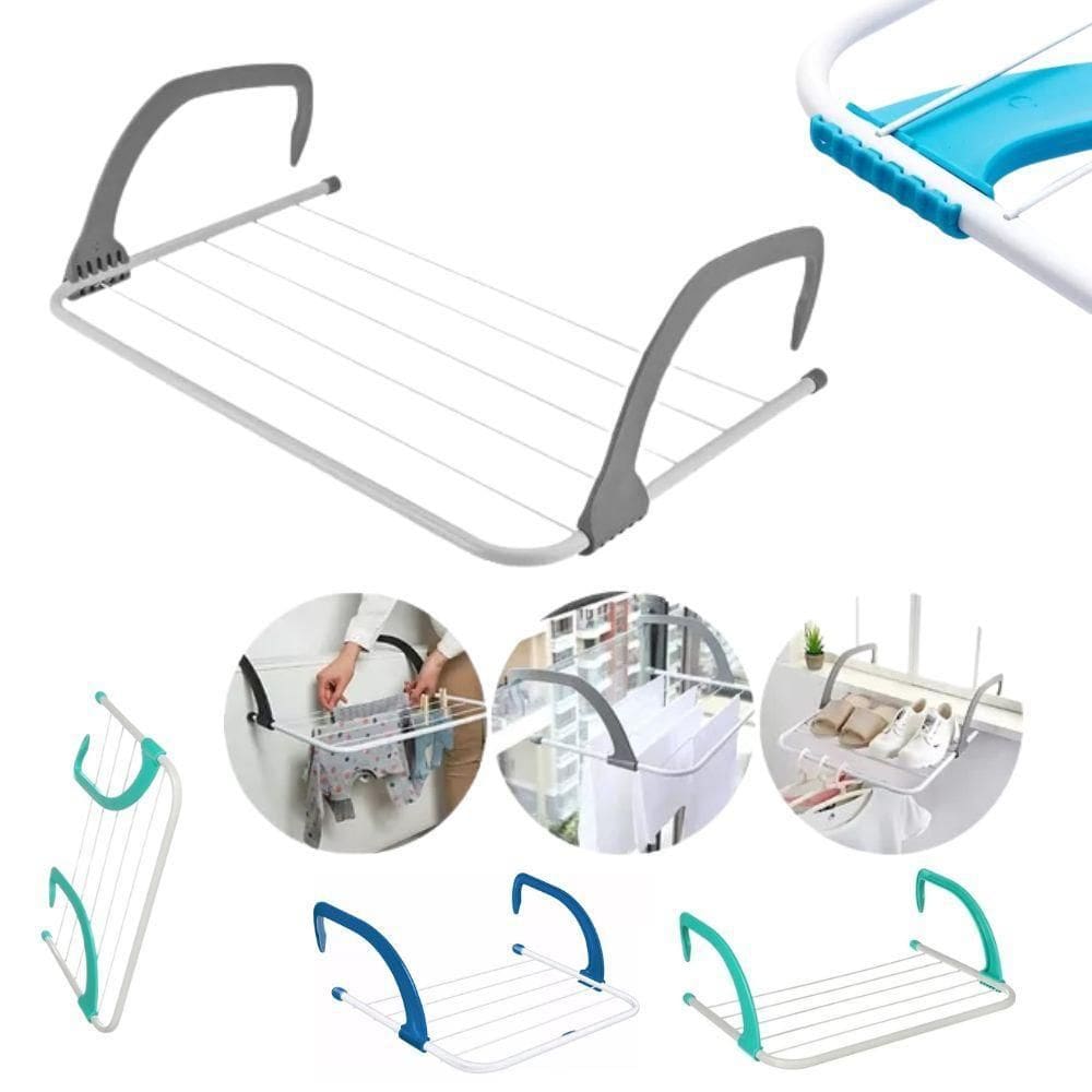 Varal Portátil De Janela Apartamento Pequeno Seca Roupas