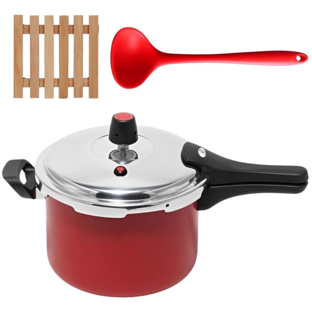Panela Pressão 4,5L Fechamento Externo + Descanso + Concha