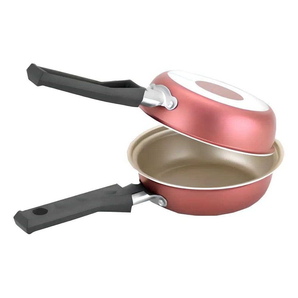 2X Frigideira Dupla Hamburgueira Cereja Antiaderente Bege