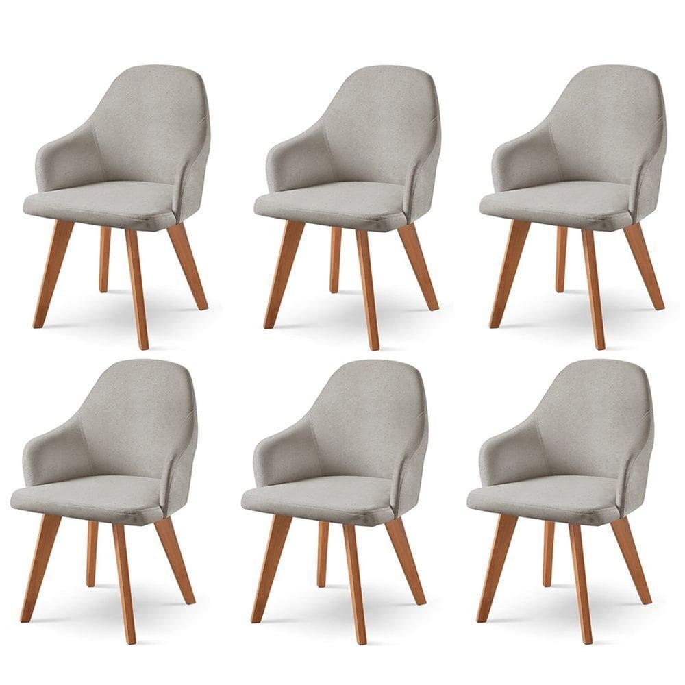 Kit 6 Cadeiras para Sala de Jantar Manuela Cinza