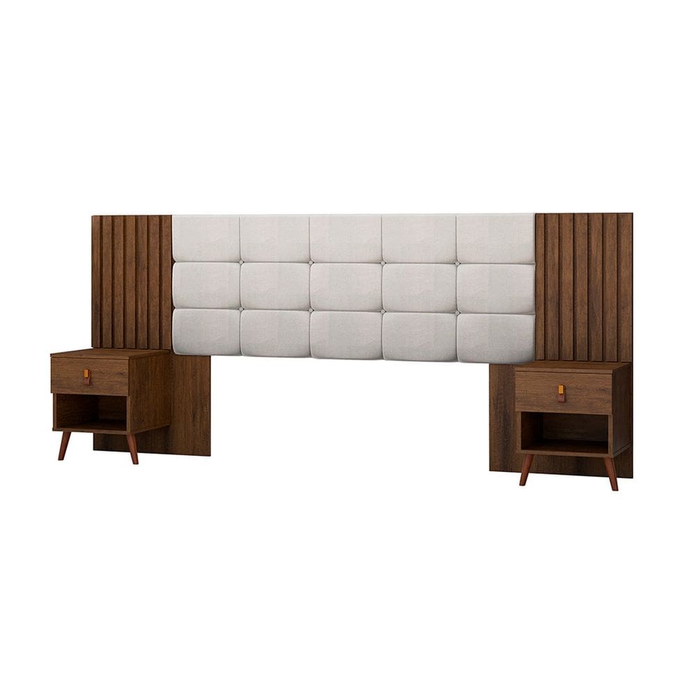 Cabeceira Box Capitone 106x225cm Lady Marrom/Bege
