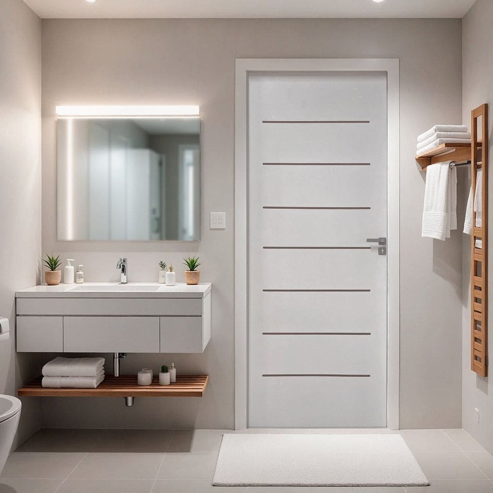 Kit Porta de Madeira 215x77cm Batente 9,5cm Cristal Primer com Guarnição Uniportas