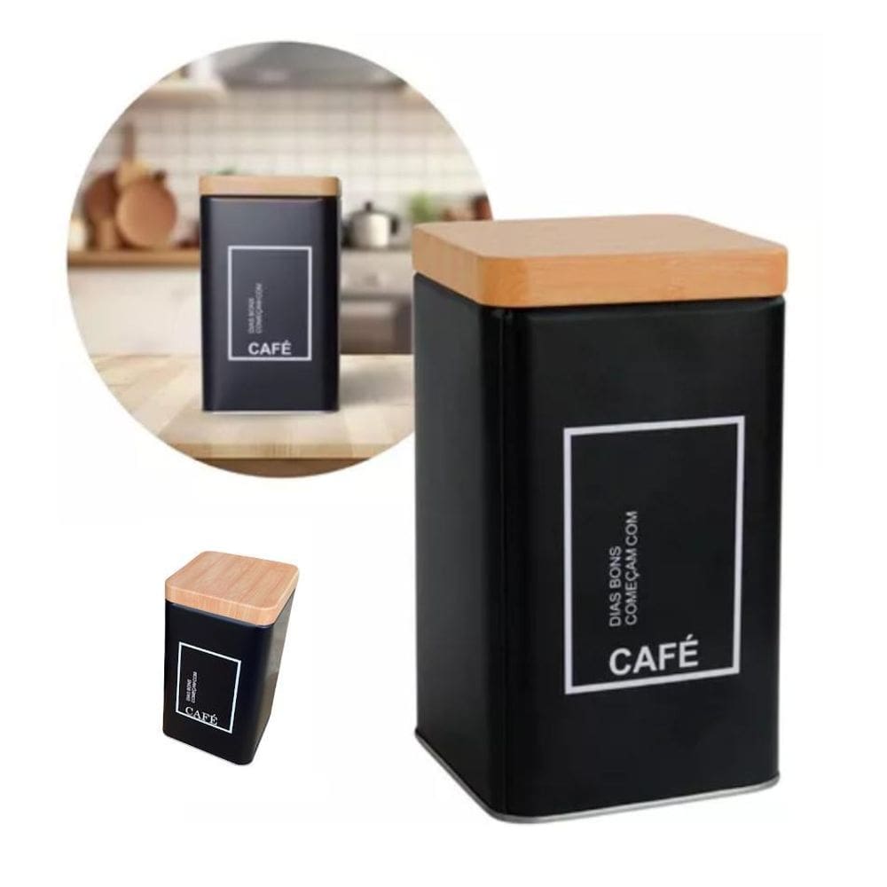 Lata Porta Mantimentos Metal Pote Café Pequena Decorativo