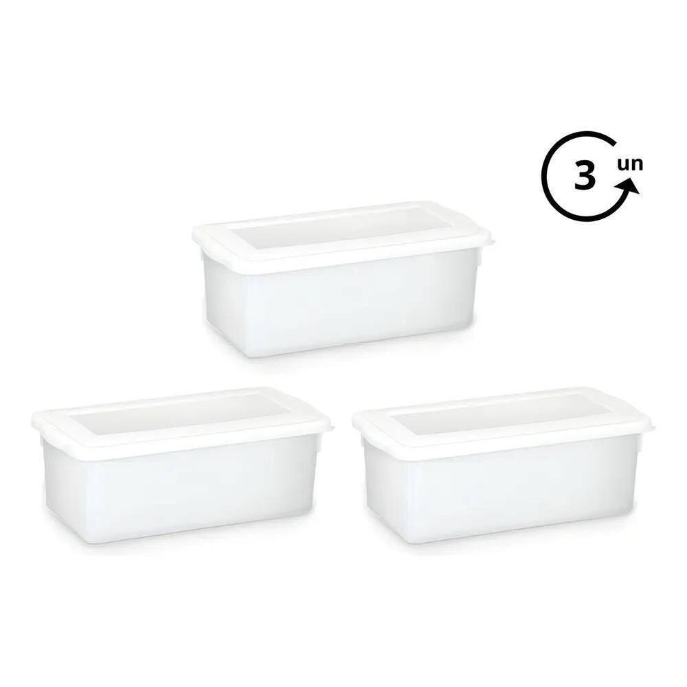 10X 3 Caixas Plásticas Organizadoras Multiuso C/Tampa 5L Pl