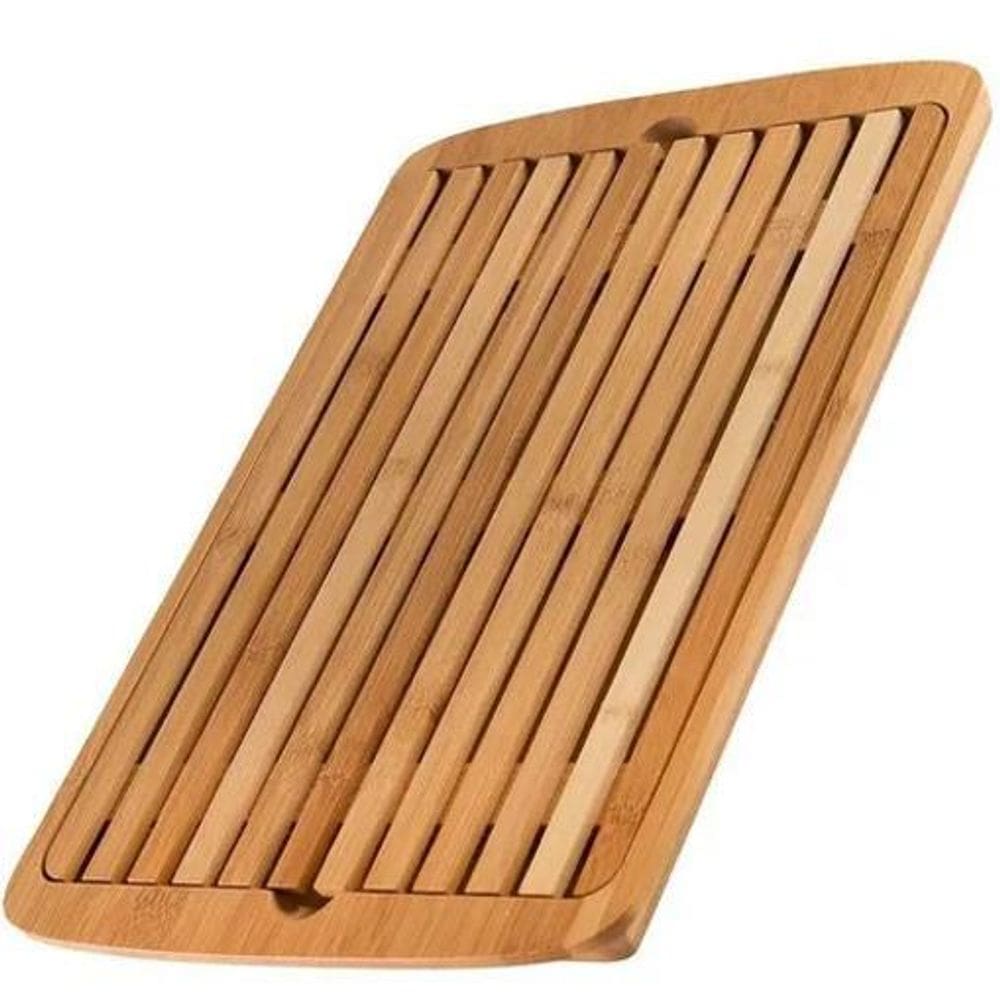 Tábua Migalheira Com Bandeja Bambu Cortar Pão Papa Migalhãs