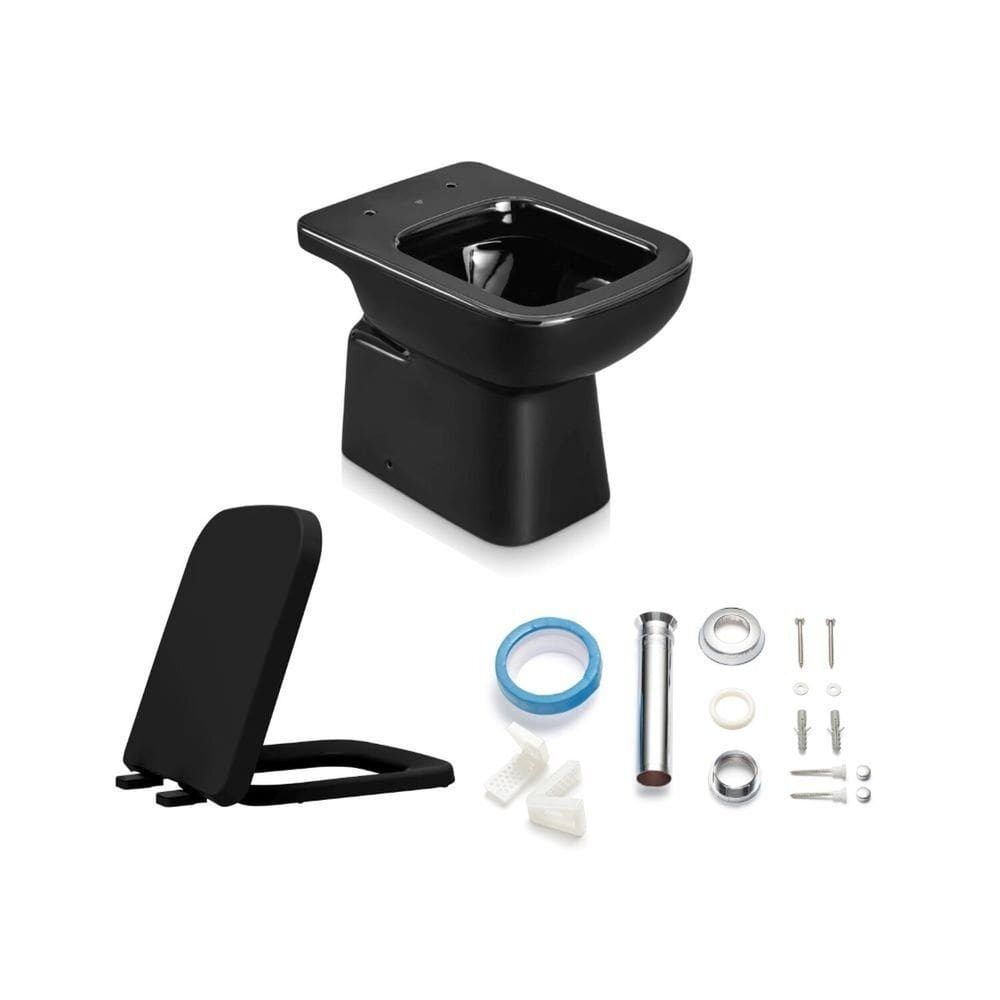 Kit Vaso Sanitário Convencional Misti Icasa Preto