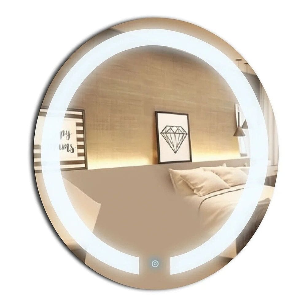 Espelheira Redondo 40cm Iluminação Direta com 2 Leds Touch espelho lapidado