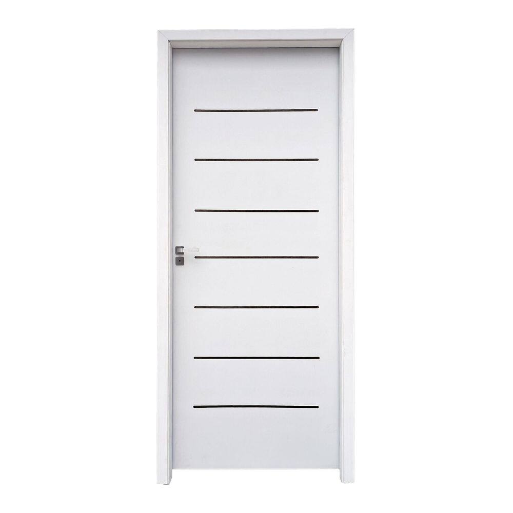 Kit Porta de Madeira 215x87cm Batente 20cm com Guarnição Cristal Primer Uniportas