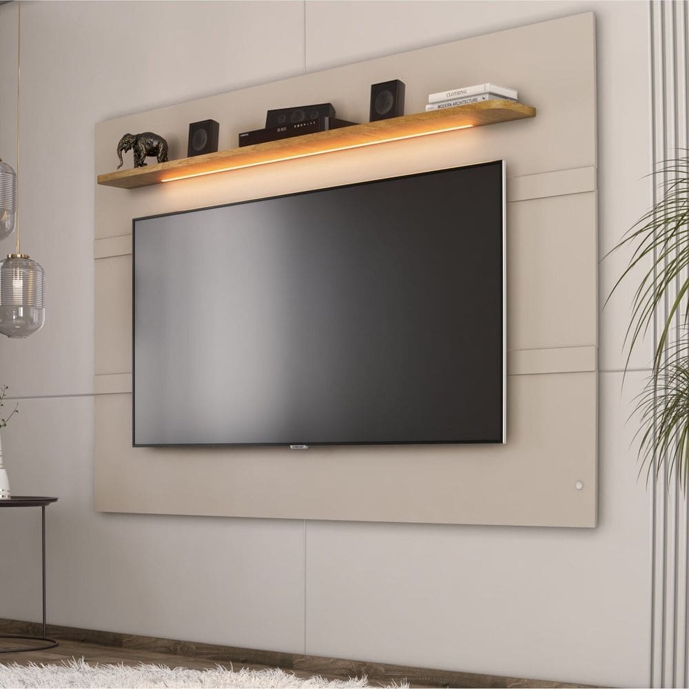 Painel para Tv 85 Polegadas 147x220cm Cooper Bege Dunas / Carvalho
