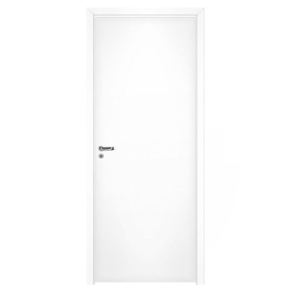Kit Porta de Madeira Reversível 210x90cm Batente 14x06cm Smart Pinhal Branco Laka UV Lisa
