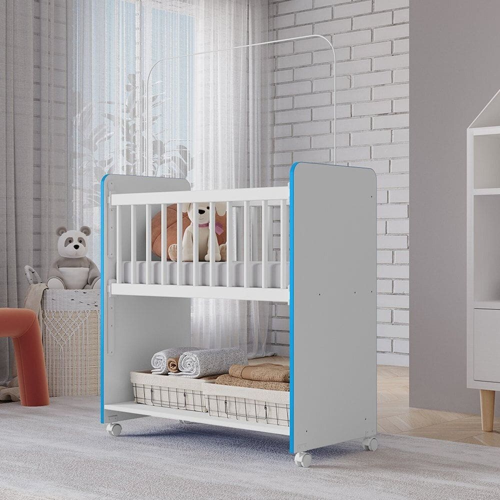 Mini Berço Infantil Multifuncional Nicho Organizador Aconchego Branco