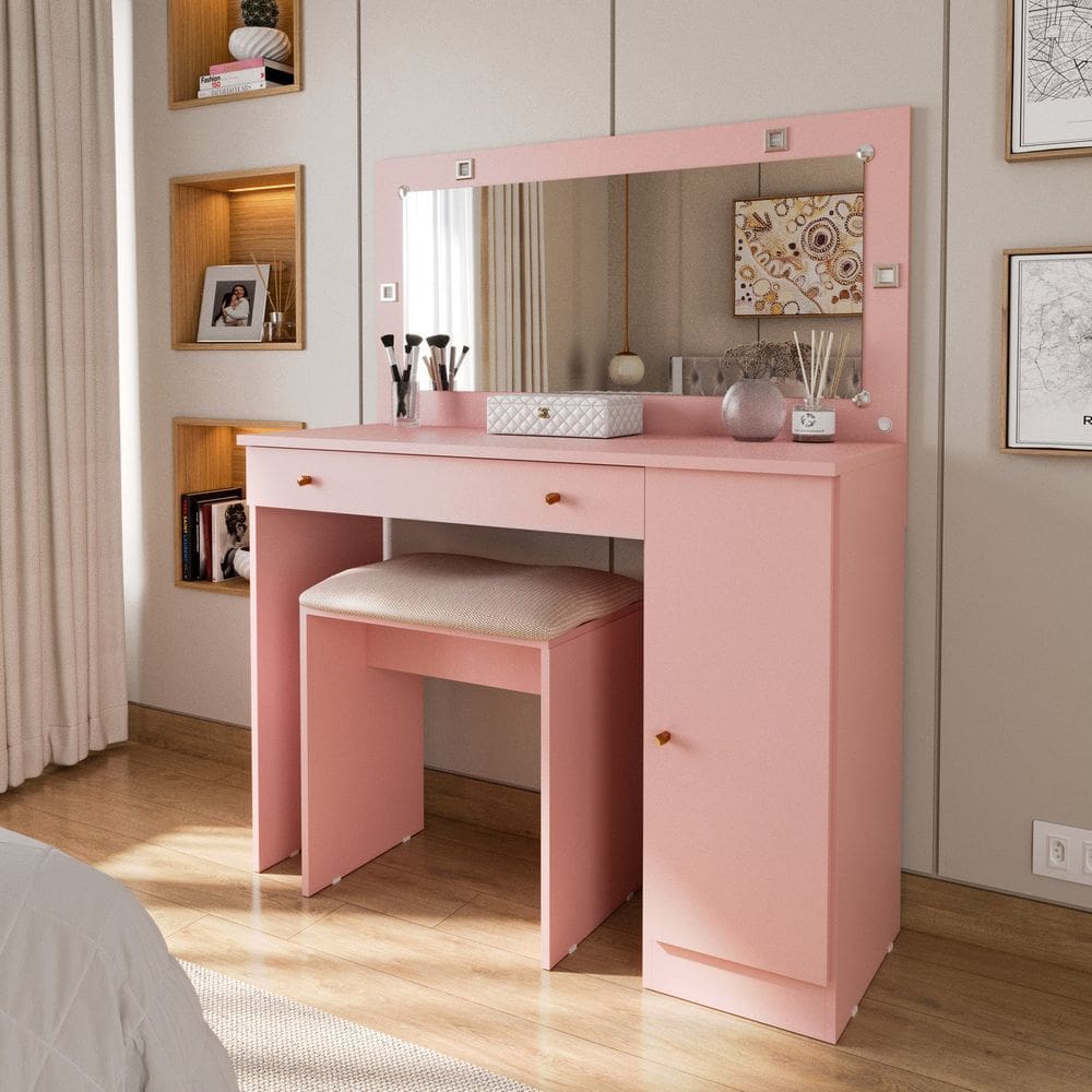 Penteadeira com Led 135cm X 108cm Estrela Rosa