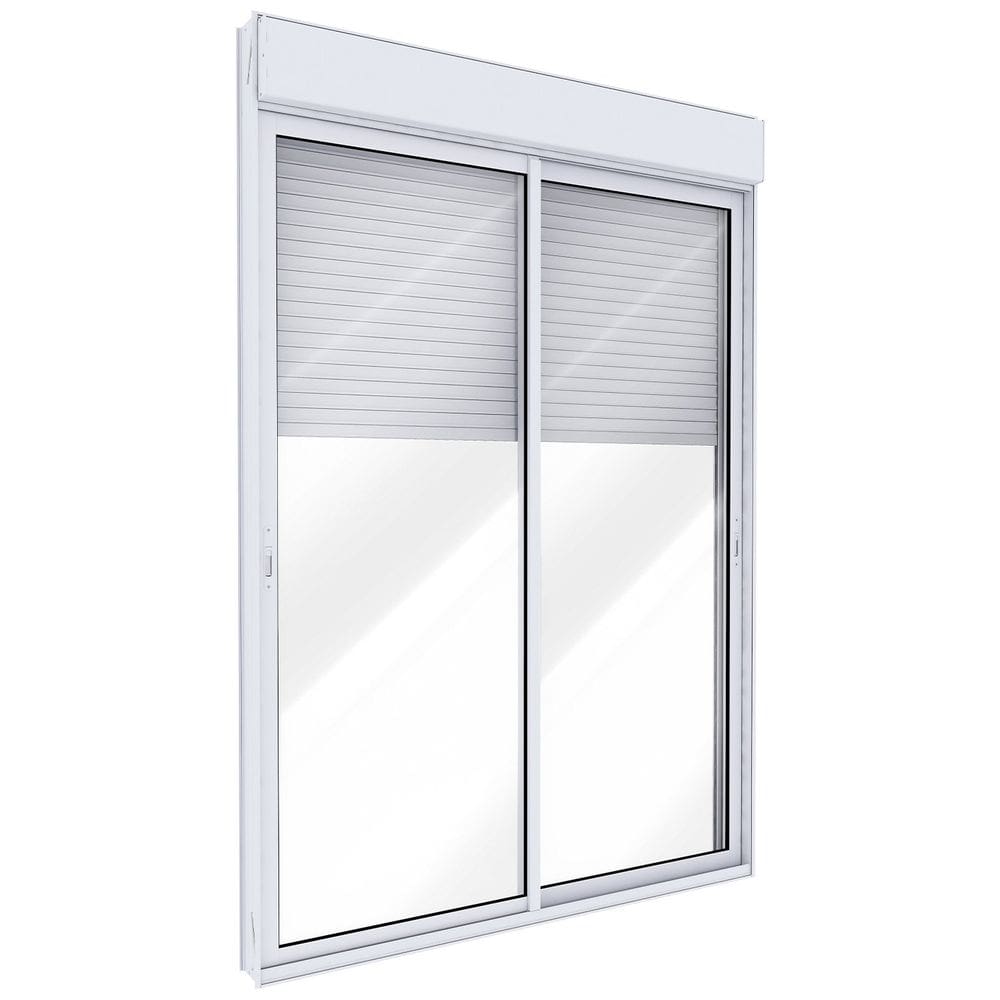 Porta de Alumínio de Correr Lateral 2 Folhas Persiana Integrada Automatizada 110 Volts - 235x160 Branco