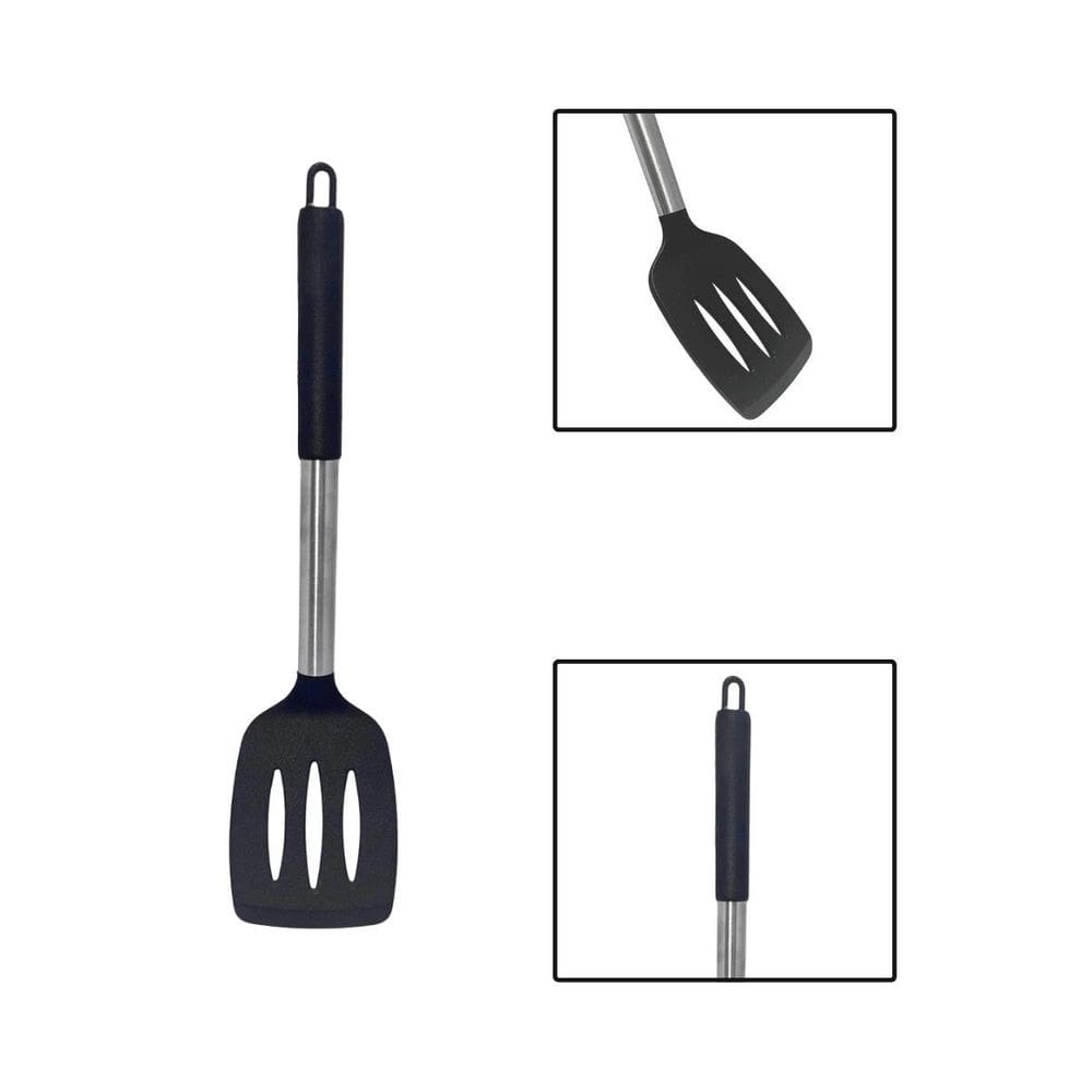 Espátula Silicone Inox Preto Linha Facile