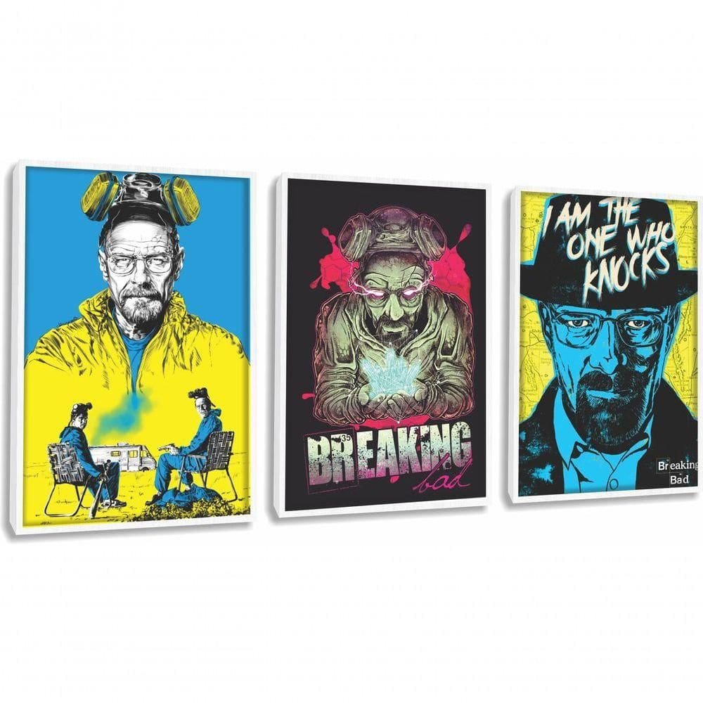 Quadro Decorativo Breaking Bad Ilustração Com Moldura Branco