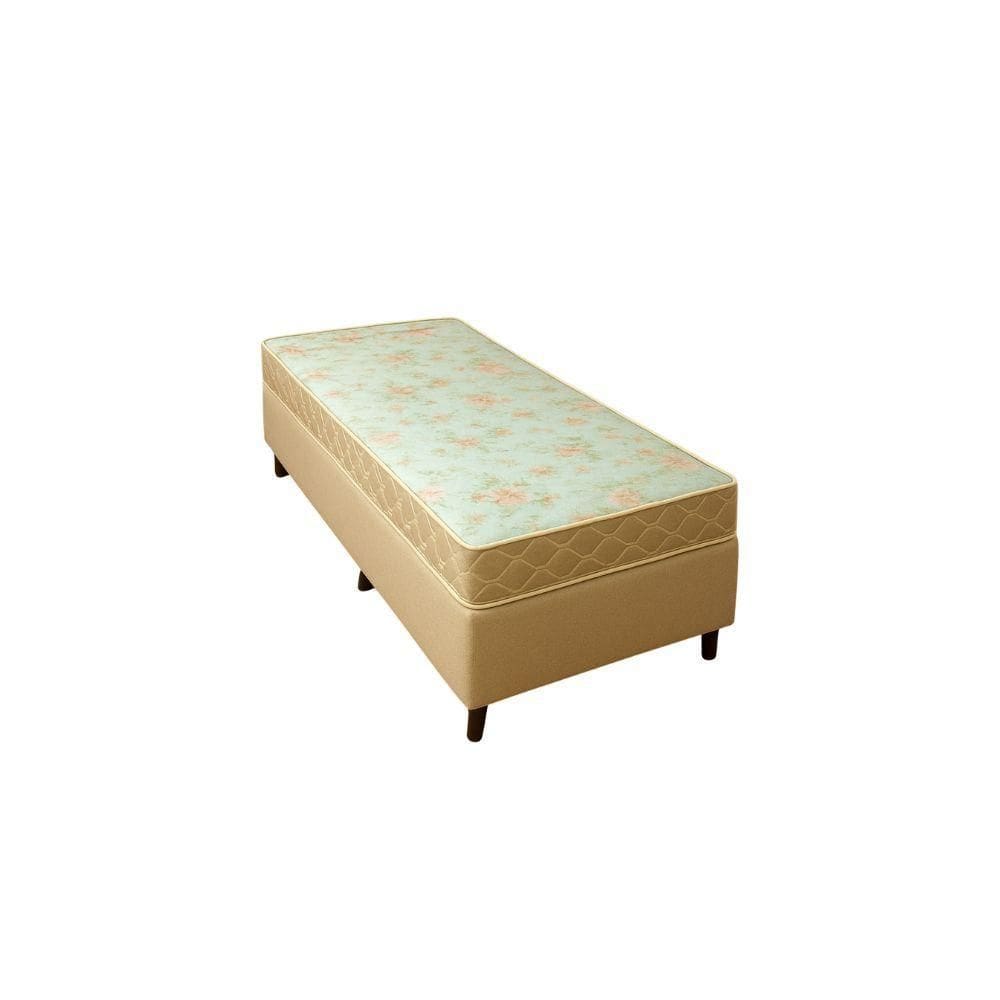 Cama Box Solteiro Sintético + Colchão Cali Espuma D23 Toraflex 88x188x54 Bege