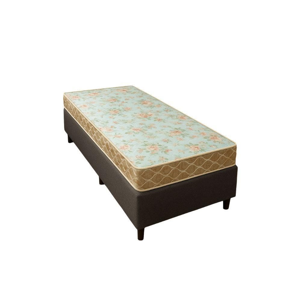 Cama Box Solteiro Sintético + Colchão Cali Espuma D23 Toraflex 88x188x54 Marrom