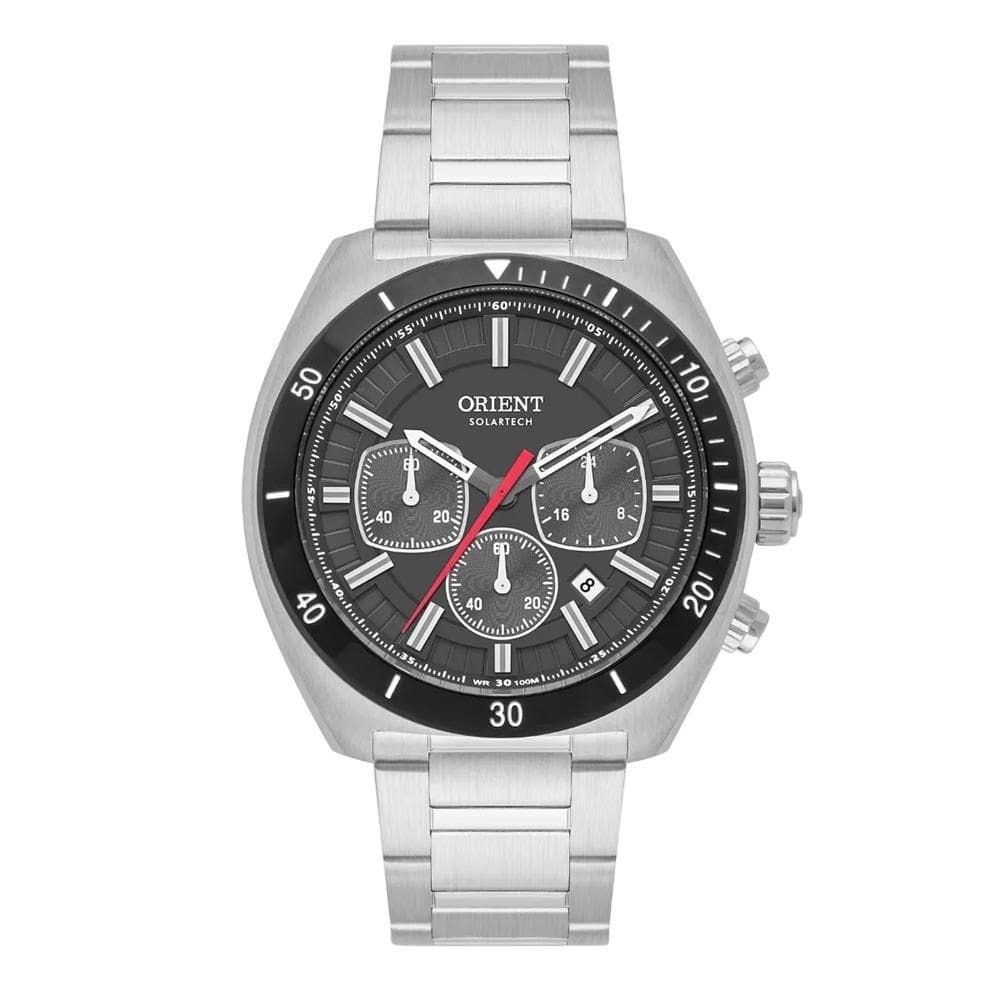 Relógio Orient Masculino Ref: Mbssc286 G1sx Solar Cronógrafo Prateado