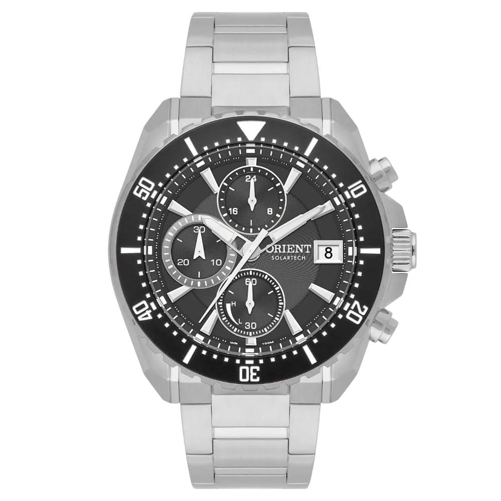Relógio Orient Masculino Ref: Mbssc284 G1sx Solar Cronógrafo Prateado