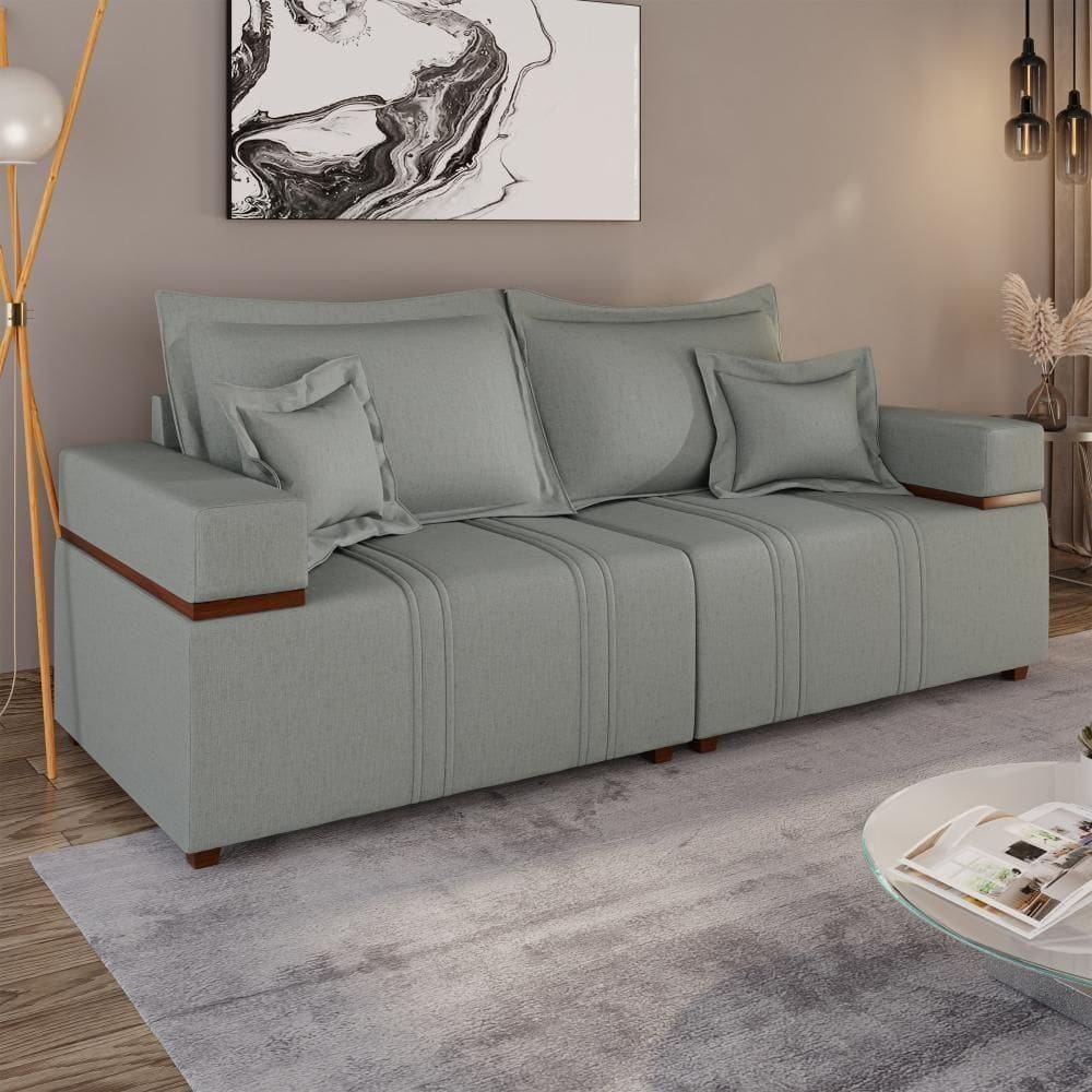 Sofá Living Verona 3 Lugares 2,00m Cinza