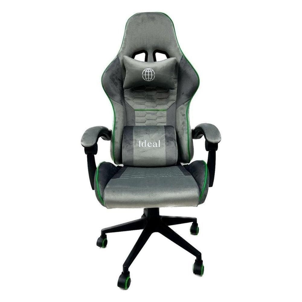 Cadeira Gamer Ergonômica Escritório Cinza Com Verde