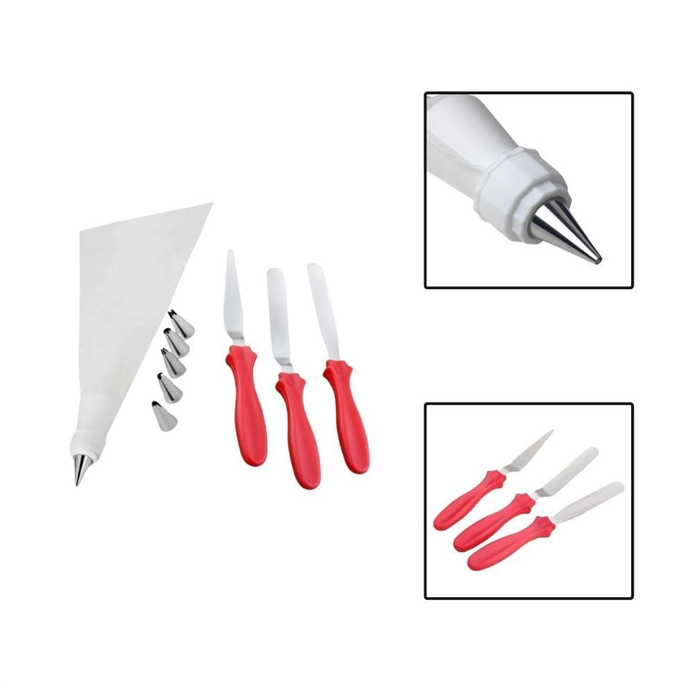 Kit Para Confeitar Bolos Tortas Cupcakes 6 Bicos 3 Espátulas