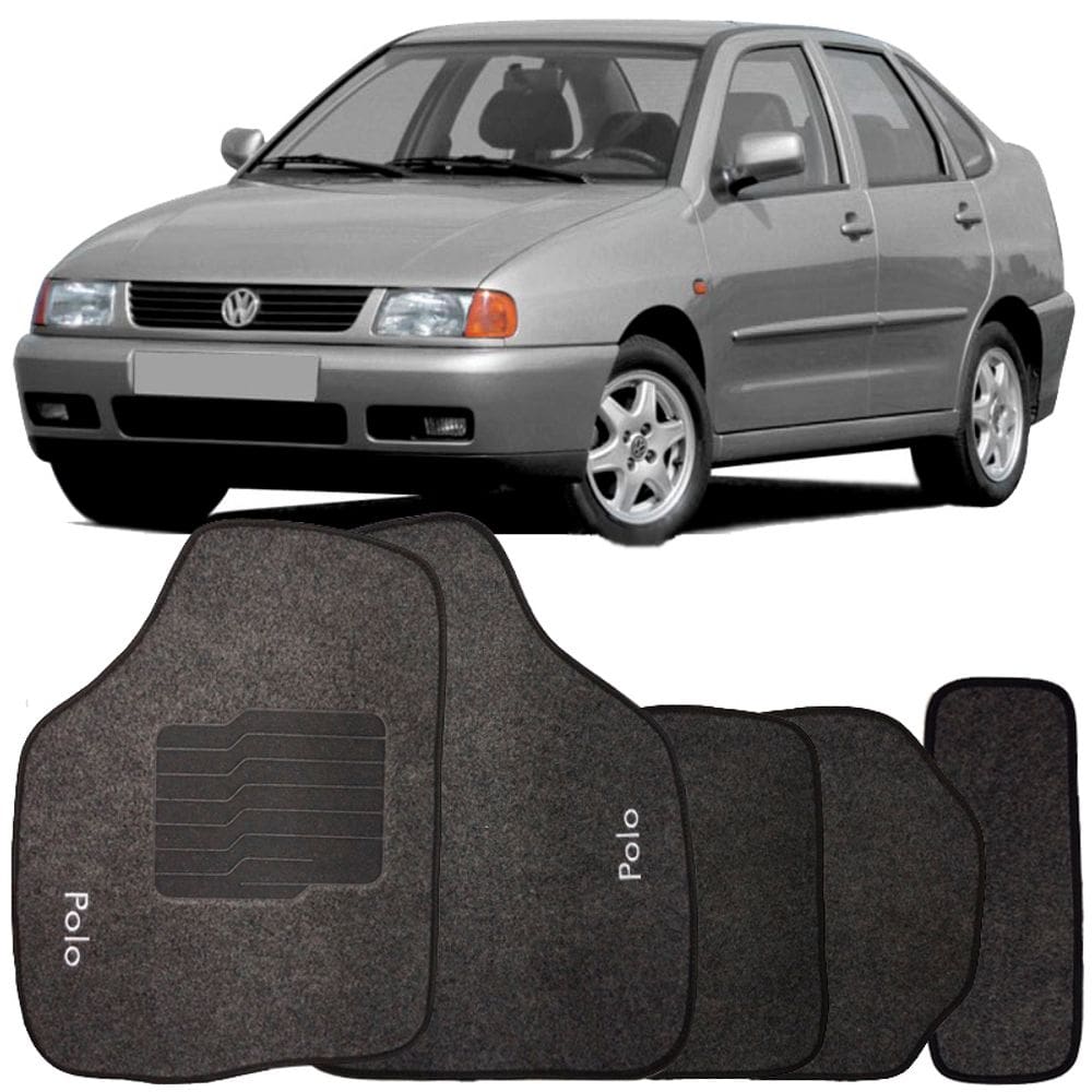 Tapete Carpete Polo Sedan 1997 à 2001 Logo Bordado Jogo 5 Peças Personalizado Automotivo