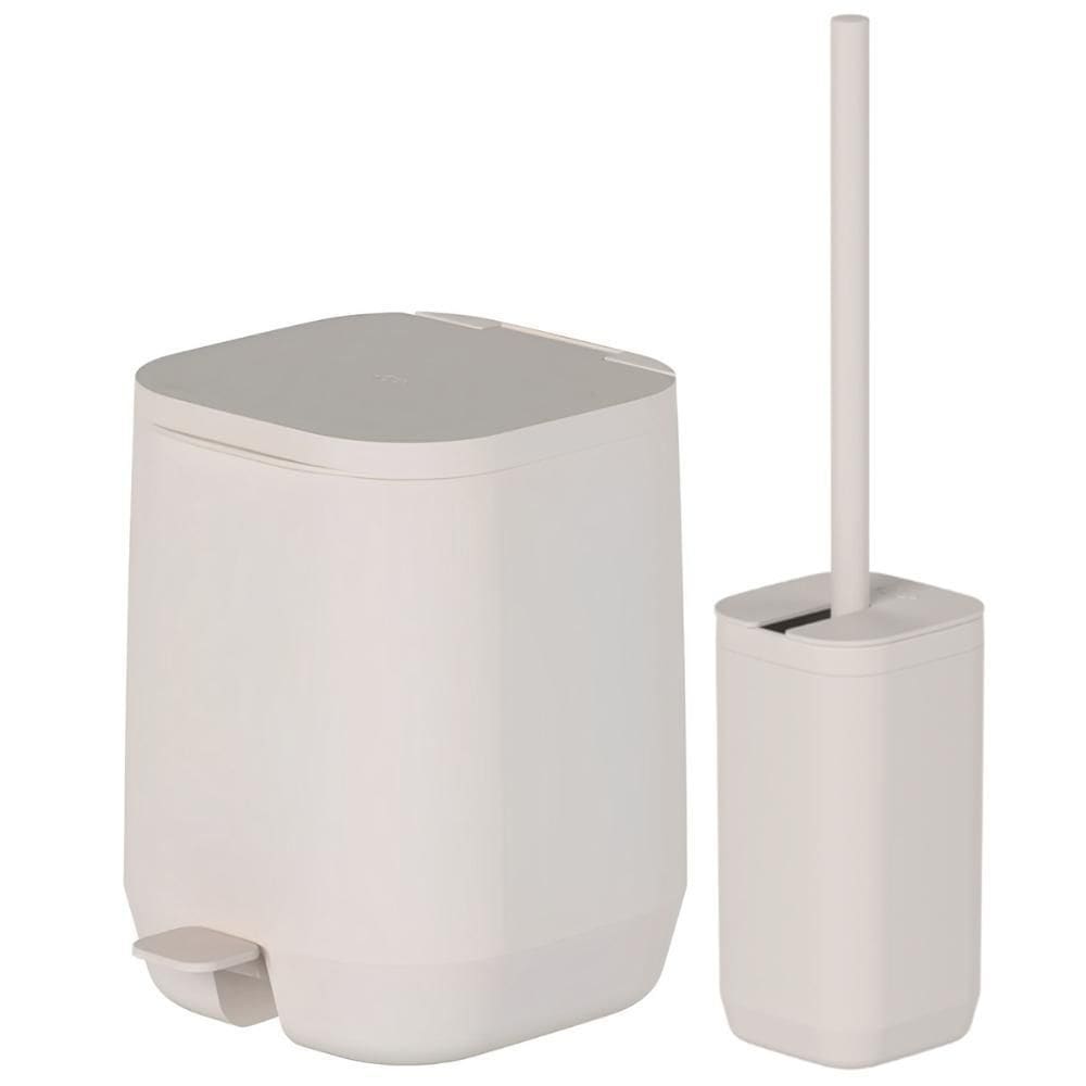 Kit Banheiro Lixeira De Pedal Escova Sanitaria Ou Bege