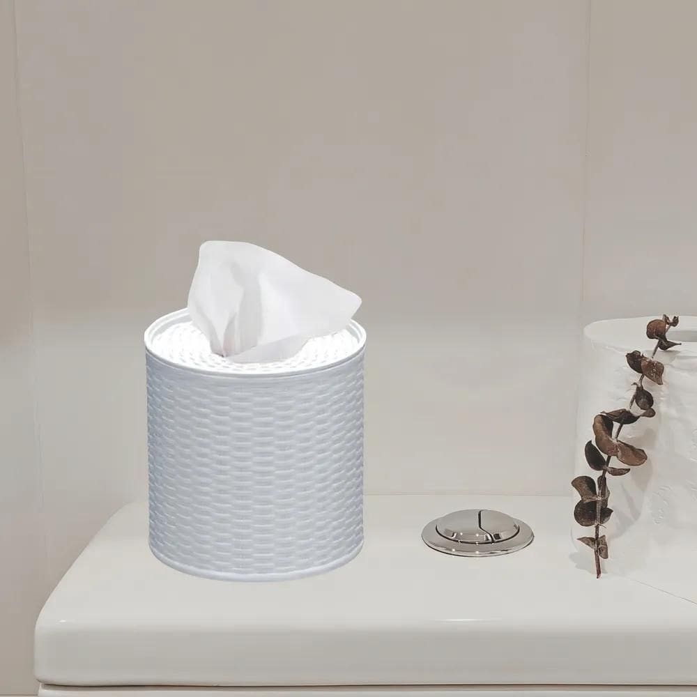 2X Porta Guardanapos Rolo Papel Higiênico Redondo Branco Rat