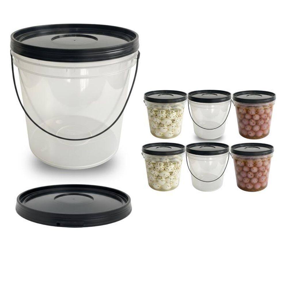 Balde Com Tampa Preta Indicado Para Cozinha Fitness - 6 Pçs