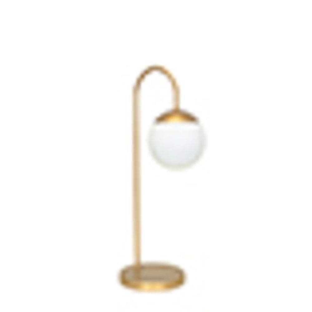 Abajur Luminária Mesa Jabuticaba Curvado Dourado Globo Vidro