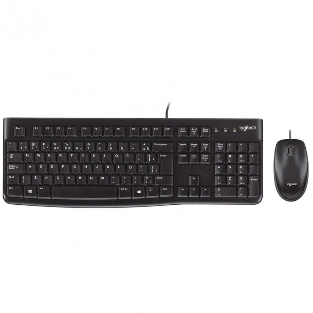 Kit Teclado e Mouse Com Fio Logitech MK120 USB Sensor Optico