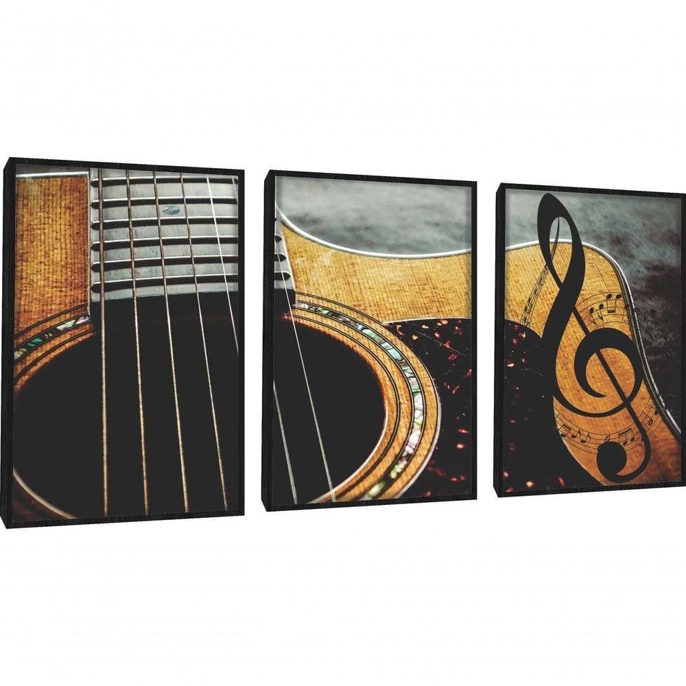 Quadro Decorativo Violão Com Moldura Preto