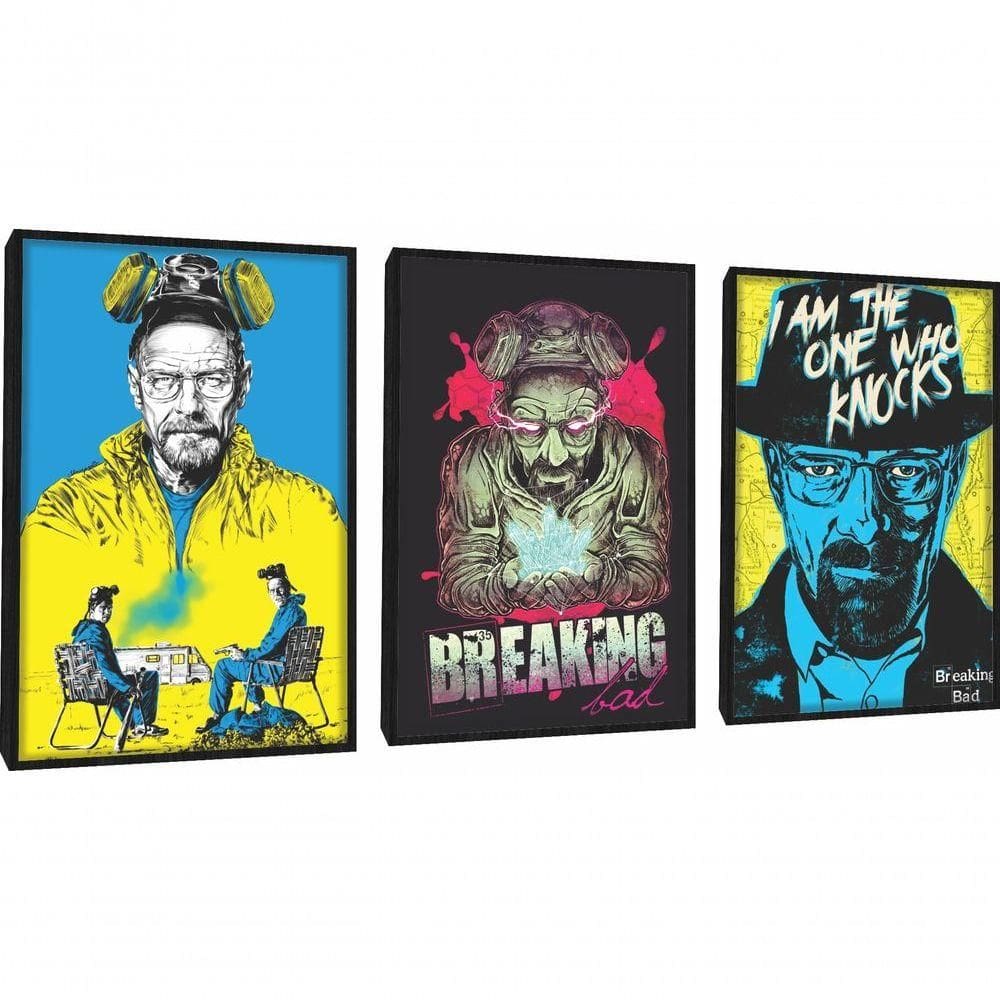 Quadro Decorativo Breaking Bad Ilustração Com Moldura Preto