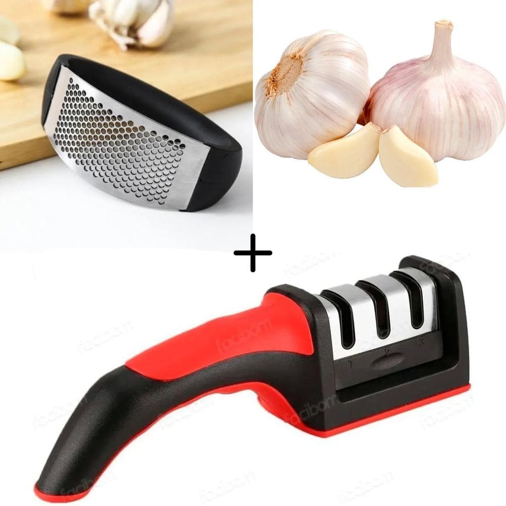 Kit Utensílios Portáteis: Espremedor E Afiador Compacto