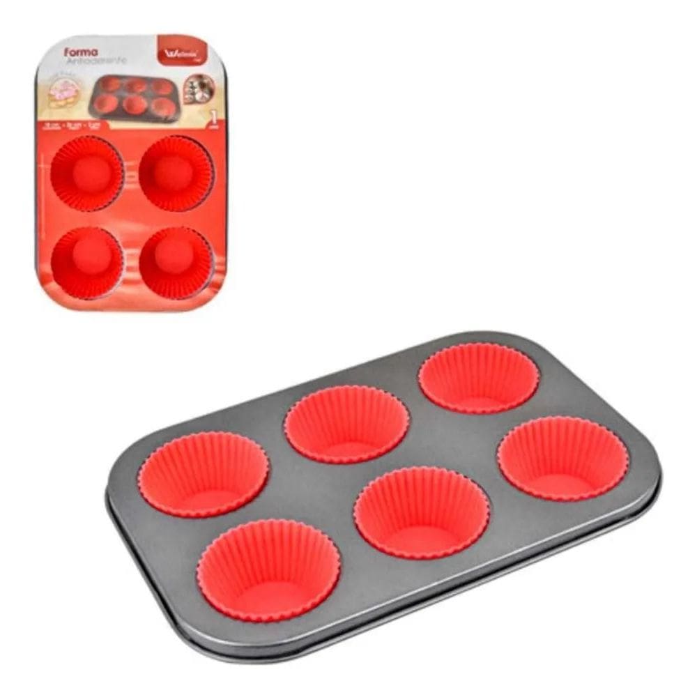 2X Forma Antiaderente 6 Cavidades + 6 Formas De Silicone