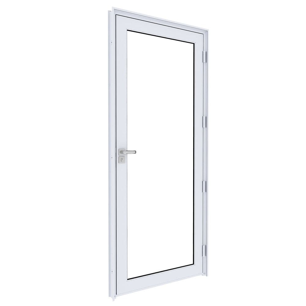 Porta de Alumínio de Giro com Vidro Temperado 215x90 - Eccellente Branco