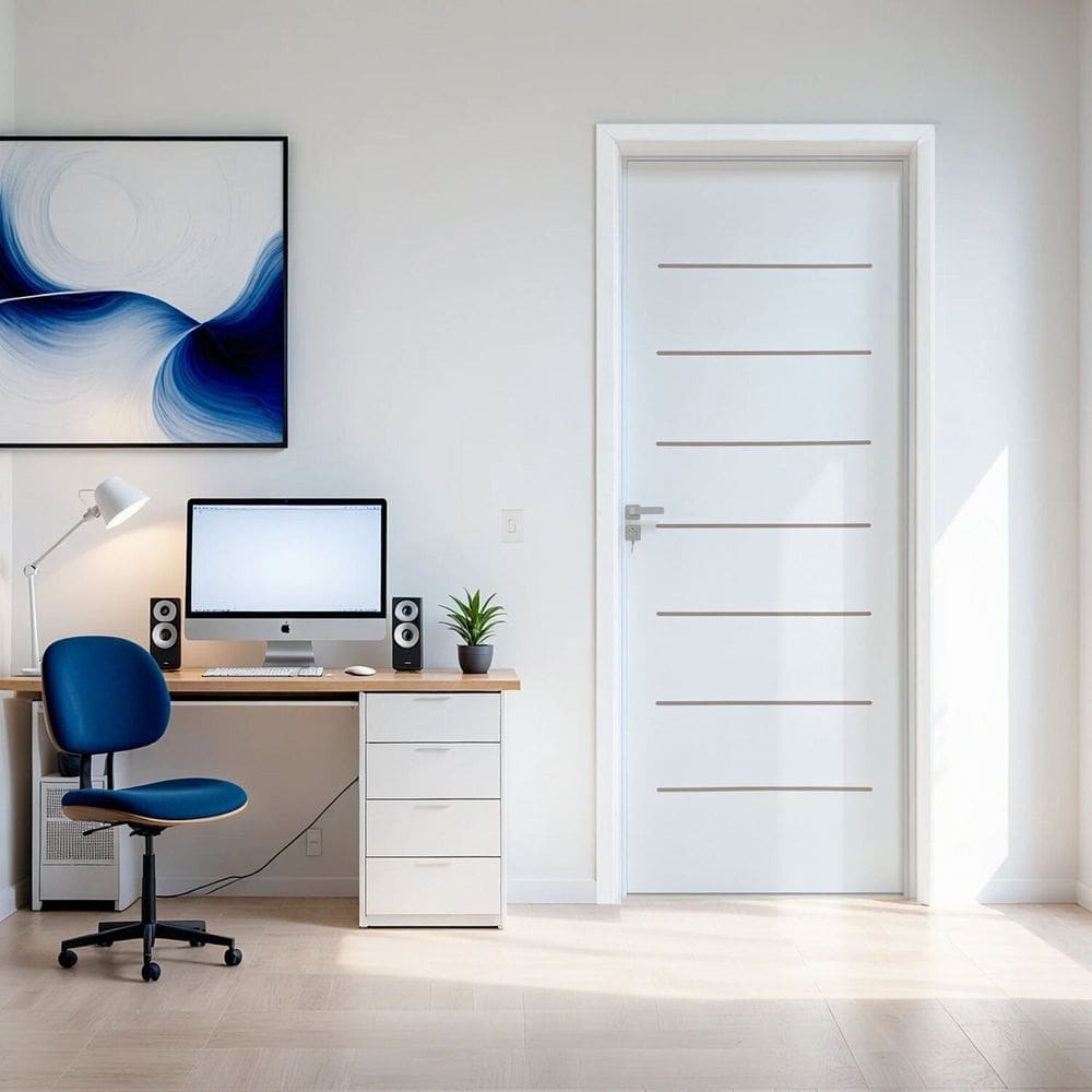 Kit Porta de Madeira 215x77cm Batente 7,5cm Cristal Primer com Guarnição Uniportas