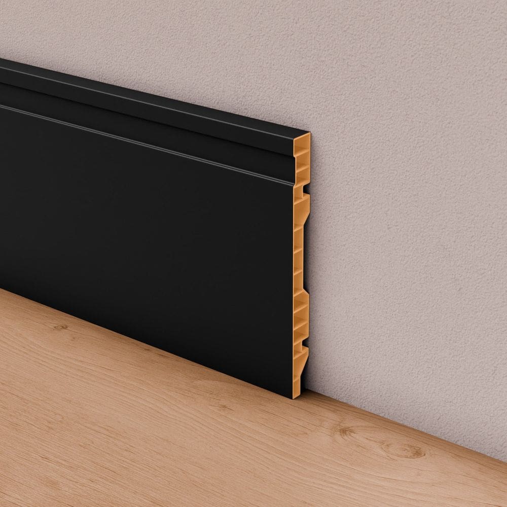 Rodapé Pvc Frisado 15cm X 1,5cm X 200cm Edge Preto
