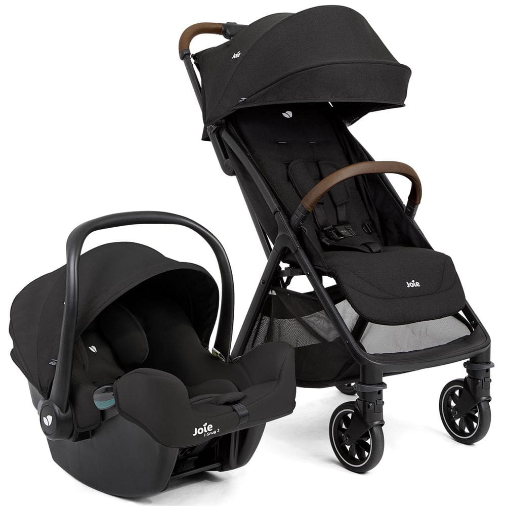 Carrinho de Bebê Joie Pact Pro Preto com Bebê Conforto i-Snug 2 Travel System Portátil 0 a 22 Kg